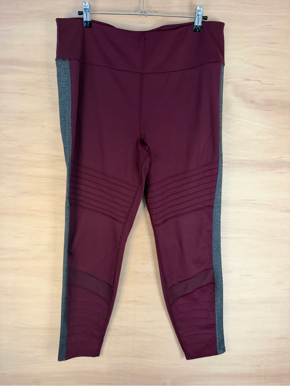 Avia Burgundy Leggings with Gray Side Panels
